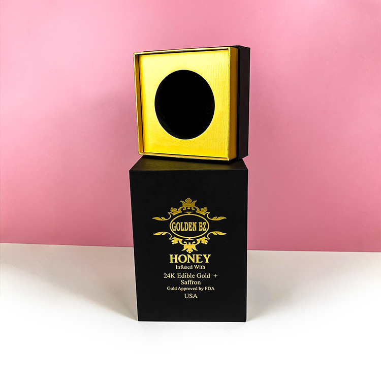 Матово-черная пустая подарочная коробка для оптовой продажи баночек с медом роскошного дизайна из упаковочной бумаги - Коробки с крышкой и основанием из двух частей - 3