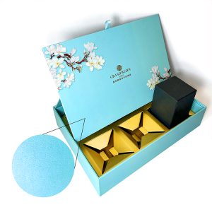 Специальные структурные подарочные коробки традиционного синего печатного дизайна с функцией отображения для лунного торта