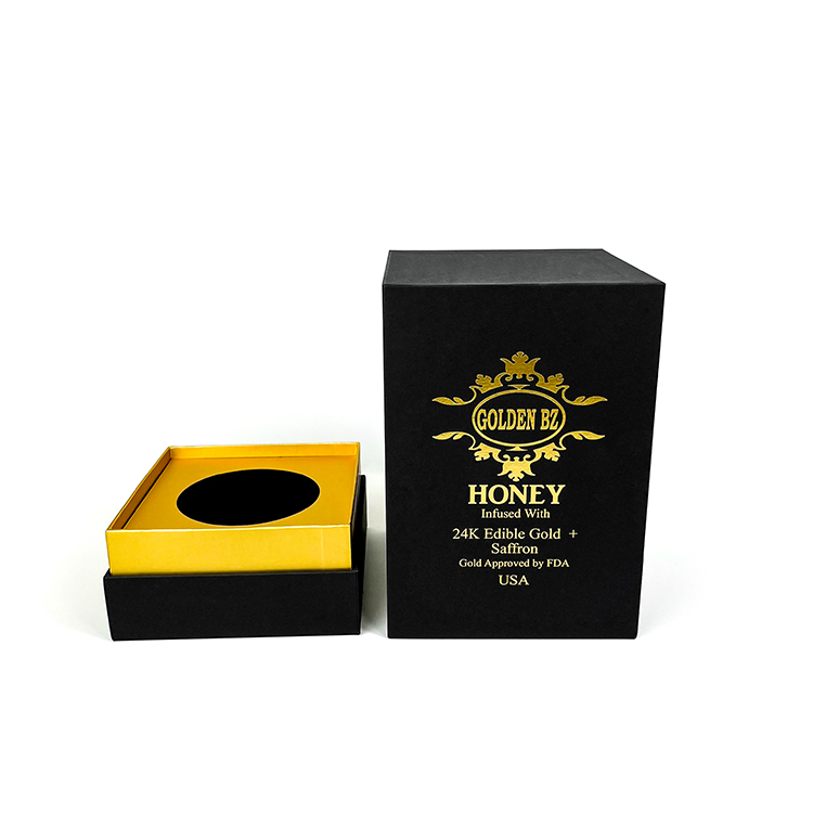 Матово-черная пустая подарочная коробка для оптовой продажи баночек с медом роскошного дизайна из упаковочной бумаги - Коробки с крышкой и основанием из двух частей - 4