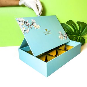 Специальные структурные подарочные коробки традиционного синего печатного дизайна с функцией отображения для лунного торта - Печатные упаковочные коробки на заказ - 2