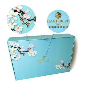 Специальные структурные подарочные коробки традиционного синего печатного дизайна с функцией отображения для лунного торта - Печатные упаковочные коробки на заказ - 3